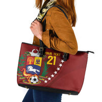 Venezuela Football Custom Leather Tote Bag La Vinotinto Red Wine Coat of Arms