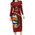 Venezuela Football Custom Long Sleeve Bodycon Dress La Vinotinto Red Wine Coat of Arms
