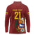 Venezuela Football Custom Long Sleeve Polo Shirt La Vinotinto Red Wine Coat of Arms