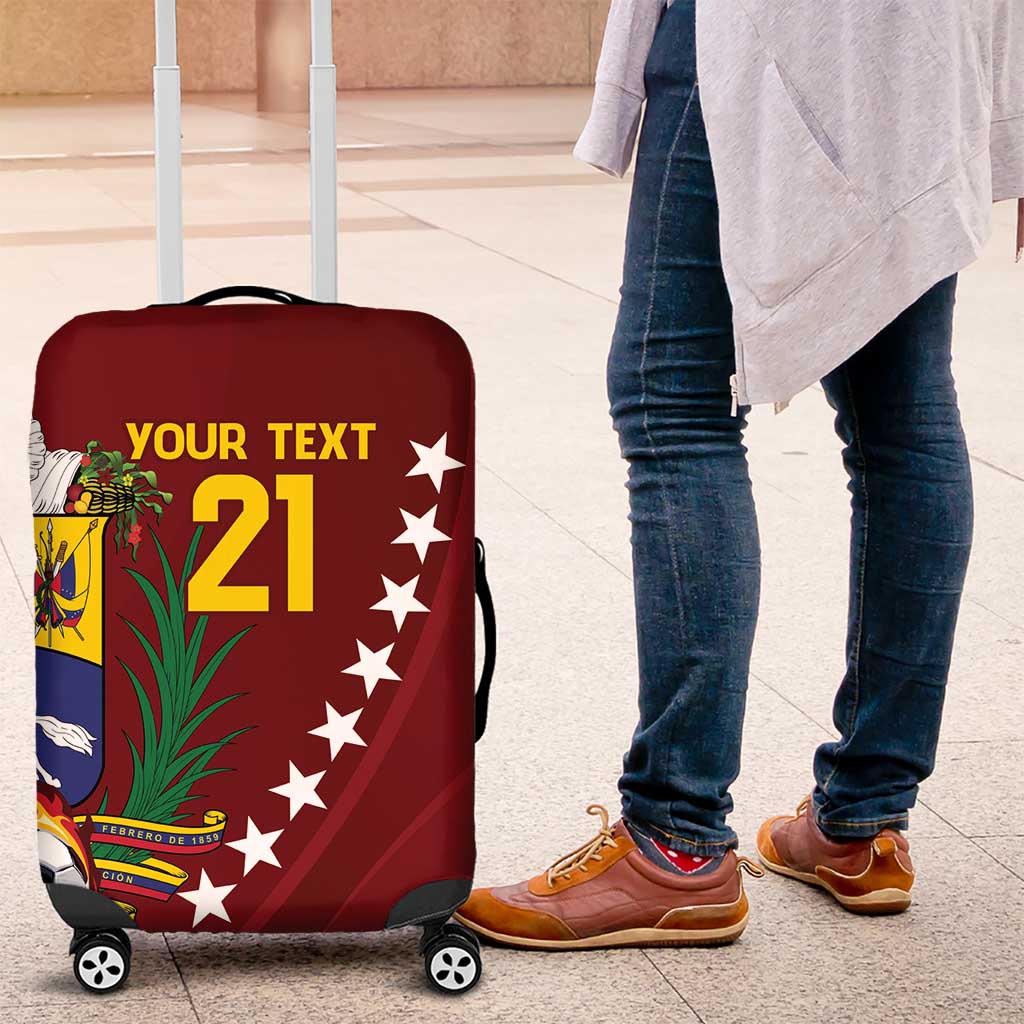 Venezuela Football Custom Luggage Cover La Vinotinto Red Wine Coat of Arms LT9