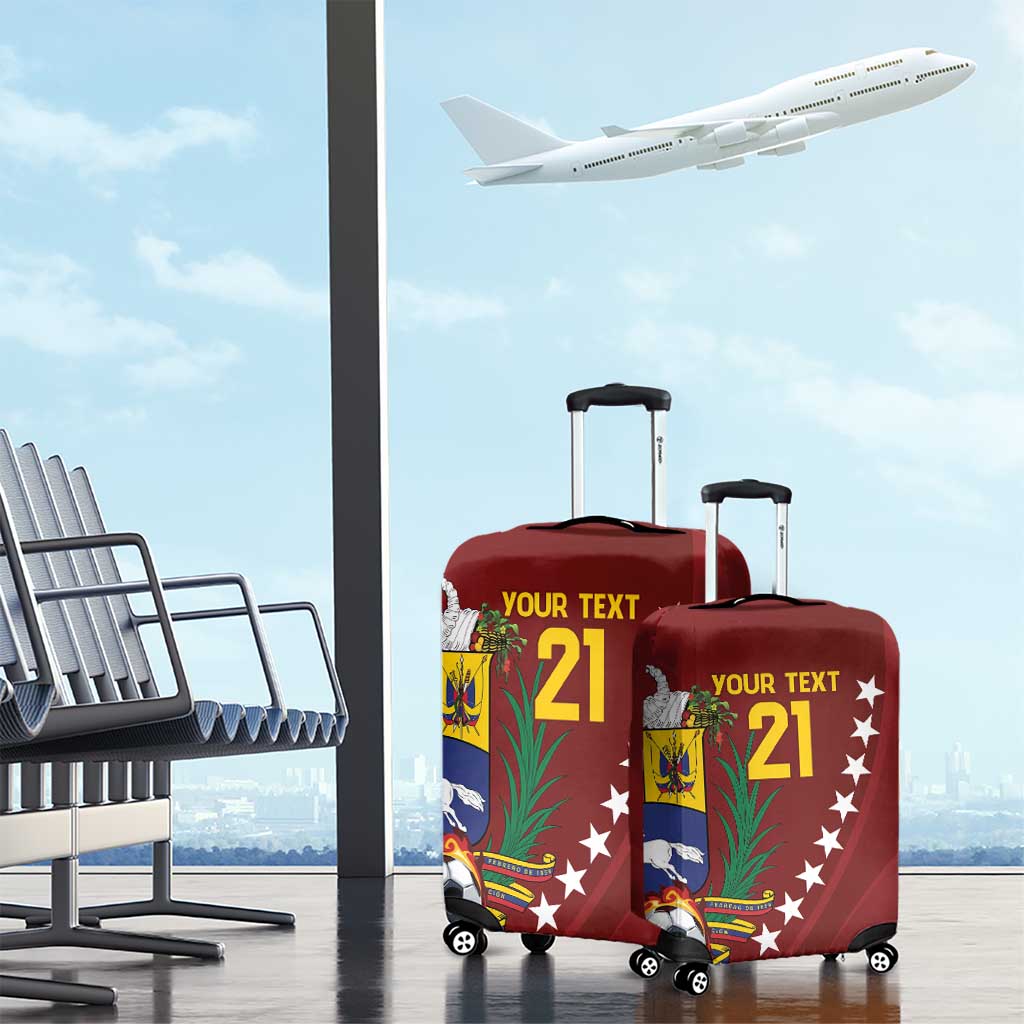 Venezuela Football Custom Luggage Cover La Vinotinto Red Wine Coat of Arms