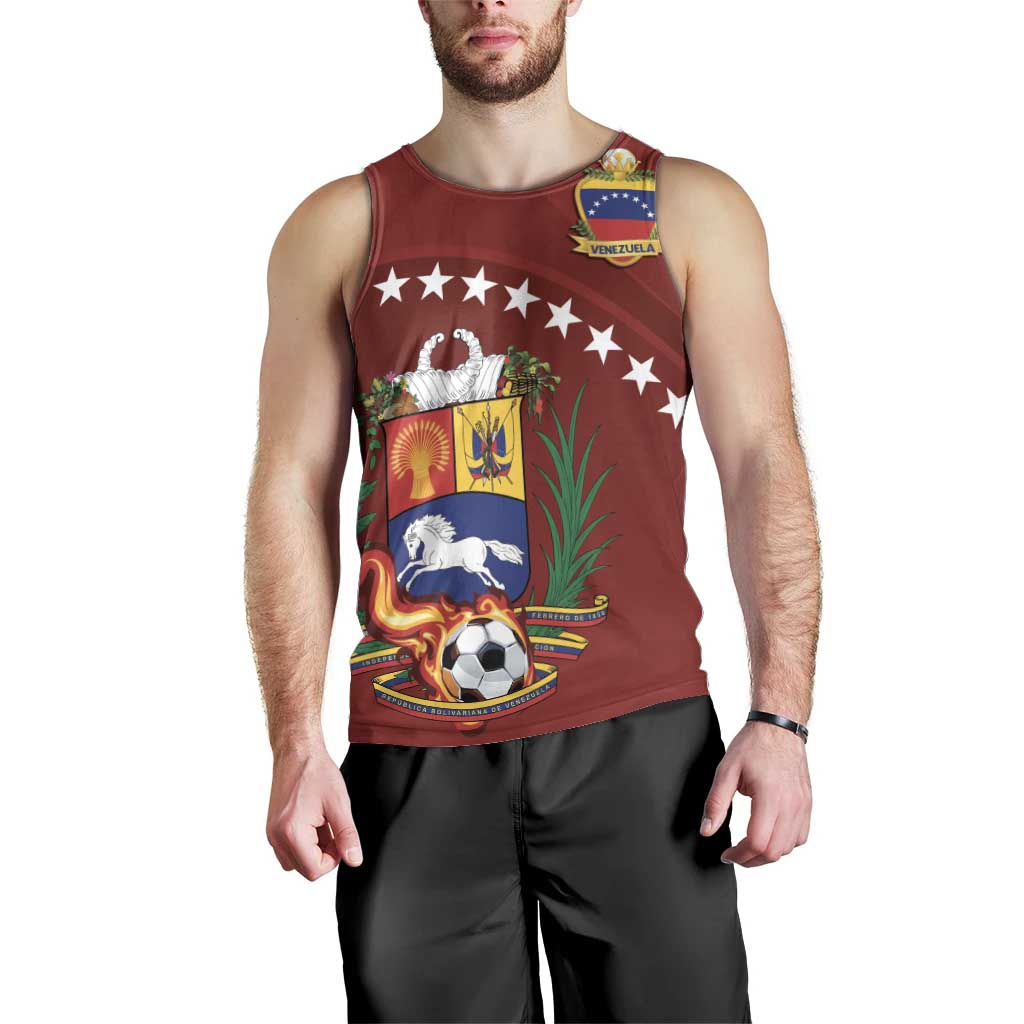 Venezuela Football Custom Men Tank Top La Vinotinto Red Wine Coat of Arms