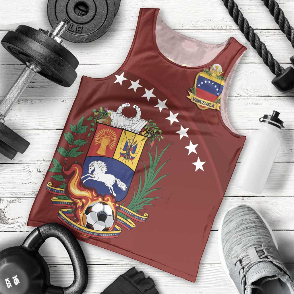 Venezuela Football Custom Men Tank Top La Vinotinto Red Wine Coat of Arms
