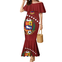 Venezuela Football Custom Mermaid Dress La Vinotinto Red Wine Coat of Arms
