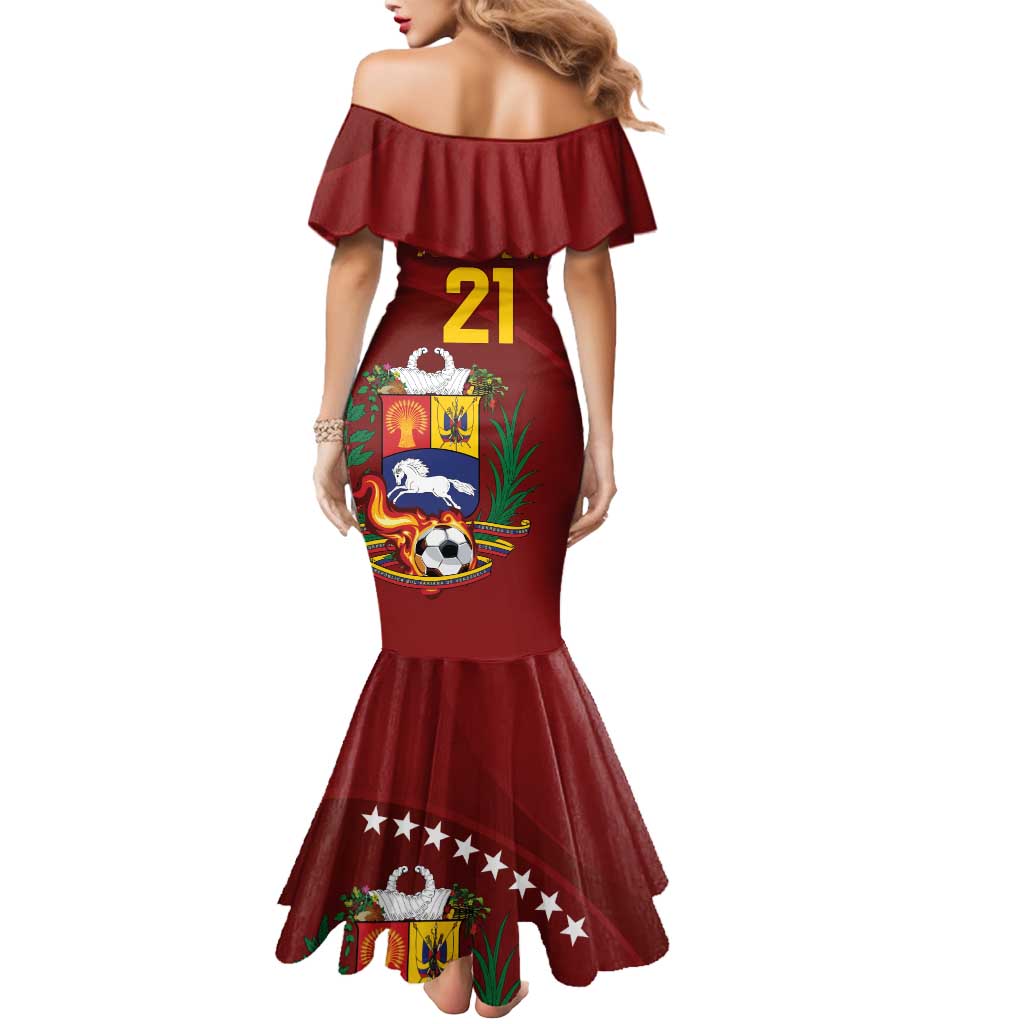 Venezuela Football Custom Mermaid Dress La Vinotinto Red Wine Coat of Arms