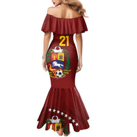 Venezuela Football Custom Mermaid Dress La Vinotinto Red Wine Coat of Arms
