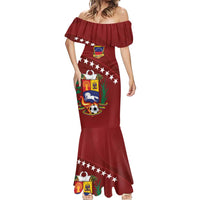 Venezuela Football Custom Mermaid Dress La Vinotinto Red Wine Coat of Arms
