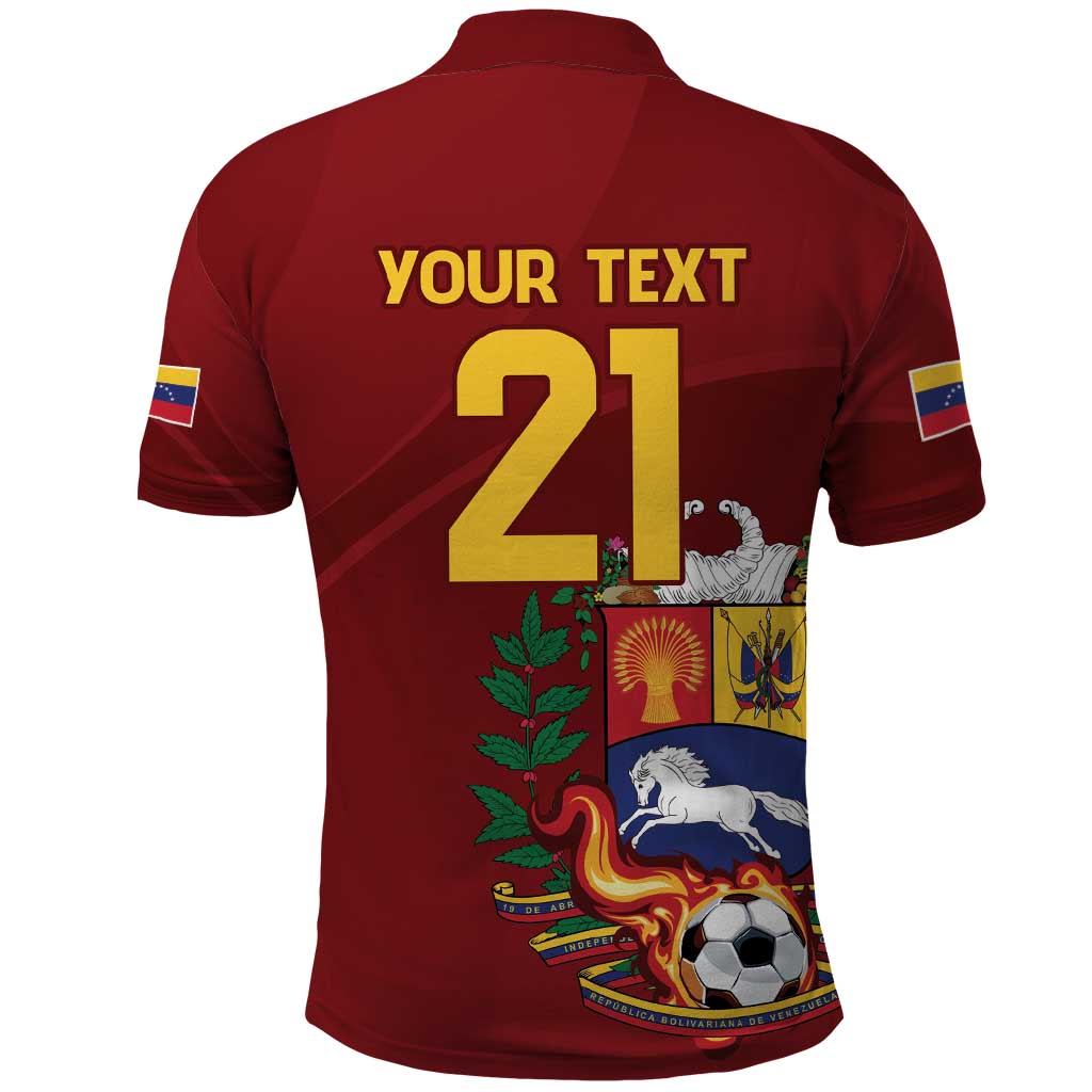 Venezuela Football Custom Polo Shirt La Vinotinto Red Wine Coat of Arms