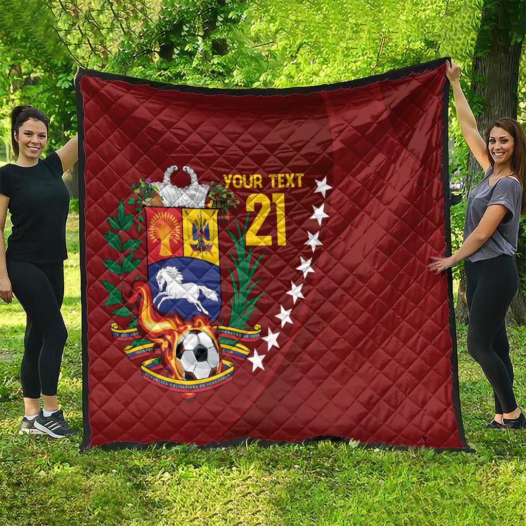 Venezuela Football Custom Quilt La Vinotinto Red Wine Coat of Arms