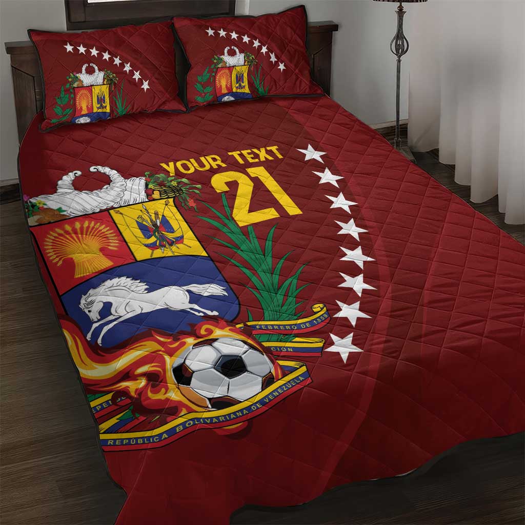 Venezuela Football Custom Quilt Bed Set La Vinotinto Red Wine Coat of Arms