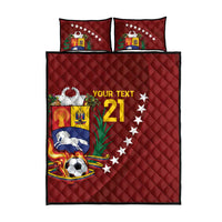Venezuela Football Custom Quilt Bed Set La Vinotinto Red Wine Coat of Arms