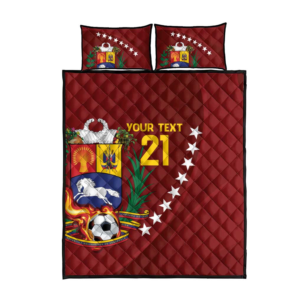 Venezuela Football Custom Quilt Bed Set La Vinotinto Red Wine Coat of Arms LT9