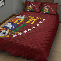 Venezuela Football Custom Quilt Bed Set La Vinotinto Red Wine Coat of Arms