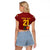 Venezuela Football Custom Raglan Cropped T Shirt La Vinotinto Red Wine Coat of Arms