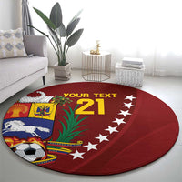 Venezuela Football Custom Round Carpet La Vinotinto Red Wine Coat of Arms LT9
