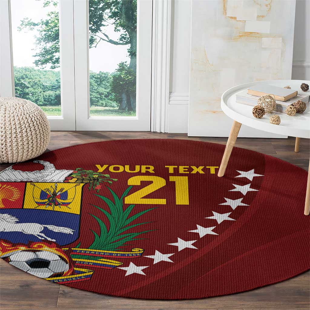 Venezuela Football Custom Round Carpet La Vinotinto Red Wine Coat of Arms LT9