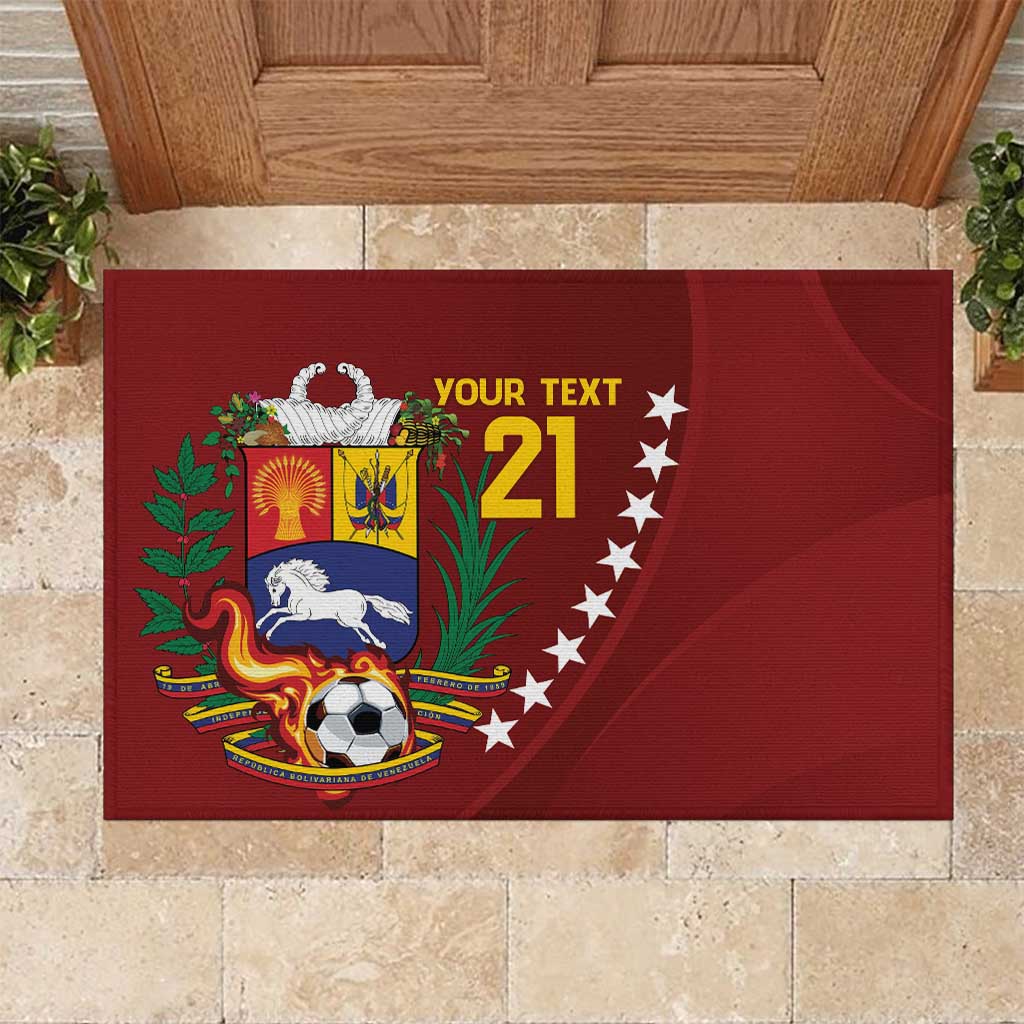 Venezuela Football Custom Rubber Doormat La Vinotinto Red Wine Coat of Arms
