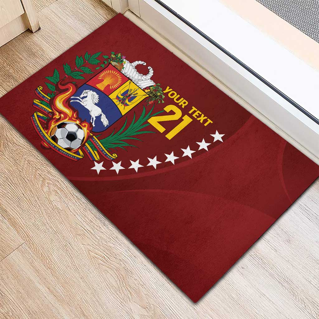 Venezuela Football Custom Rubber Doormat La Vinotinto Red Wine Coat of Arms