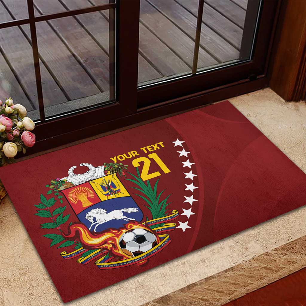 Venezuela Football Custom Rubber Doormat La Vinotinto Red Wine Coat of Arms LT9
