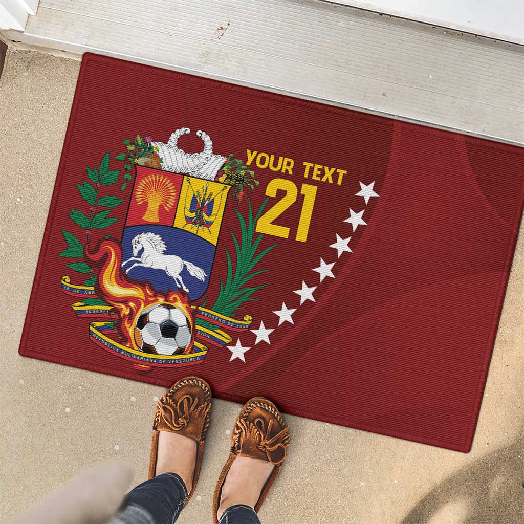 Venezuela Football Custom Rubber Doormat La Vinotinto Red Wine Coat of Arms