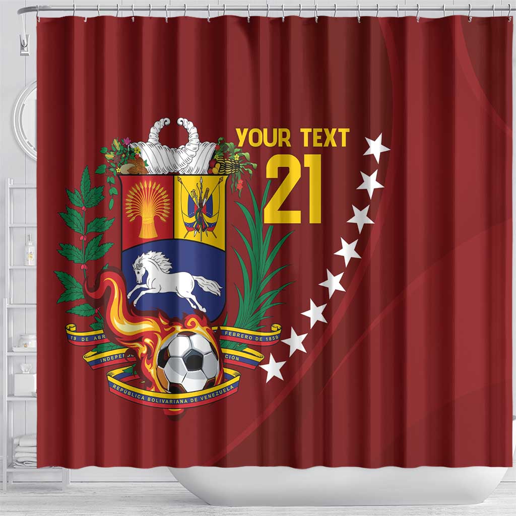 Venezuela Football Custom Shower Curtain La Vinotinto Red Wine Coat of Arms