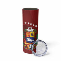 Venezuela Football Custom Skinny Tumbler La Vinotinto Red Wine Coat of Arms