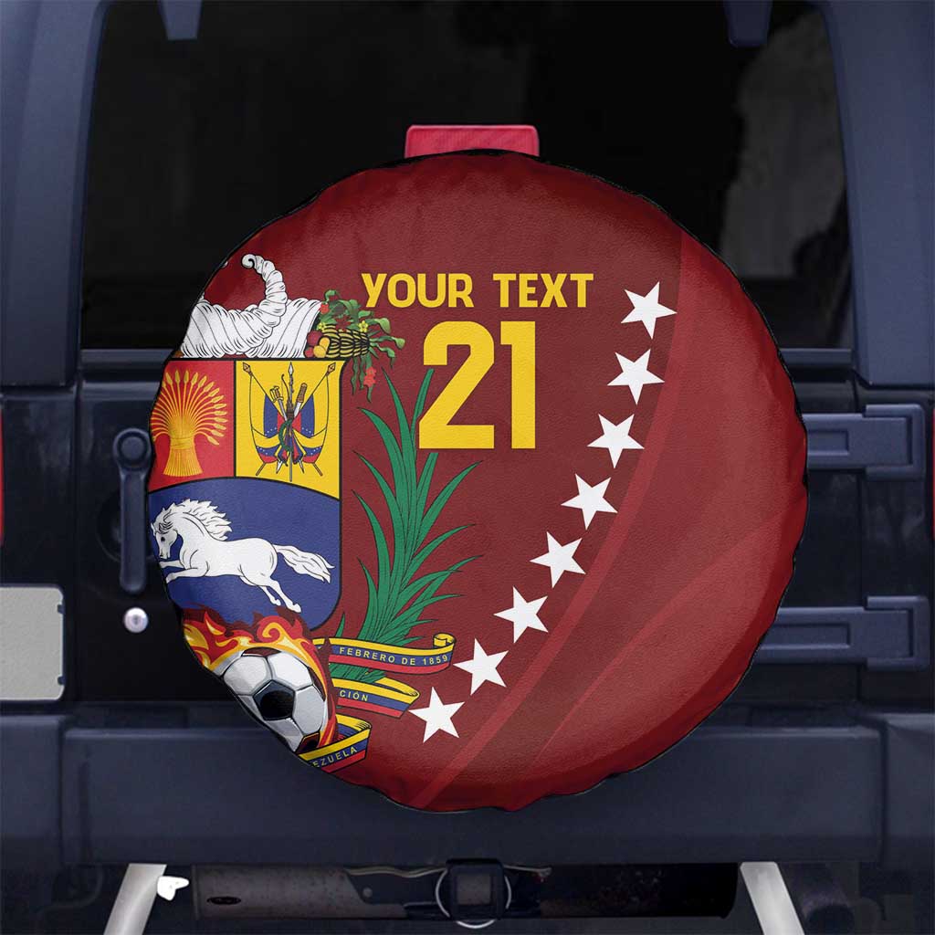 Venezuela Football Custom Spare Tire Cover La Vinotinto Red Wine Coat of Arms