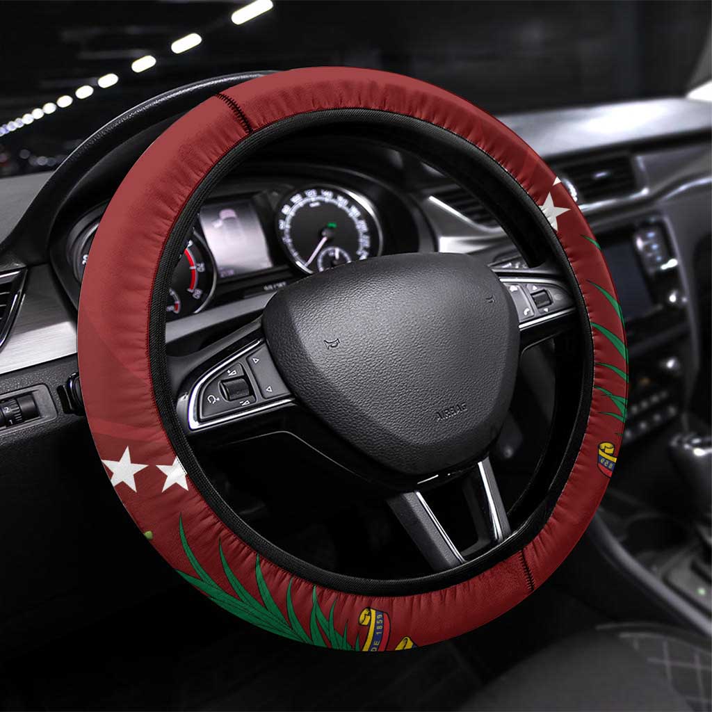 Venezuela Football Steering Wheel Cover La Vinotinto Red Wine Coat of Arms LT9