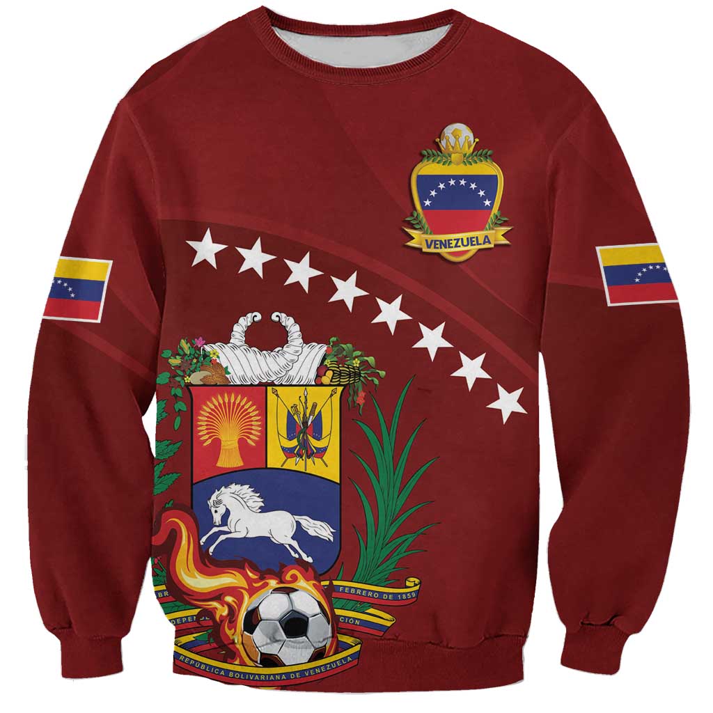 Venezuela Football Custom Sweatshirt La Vinotinto Red Wine Coat of Arms