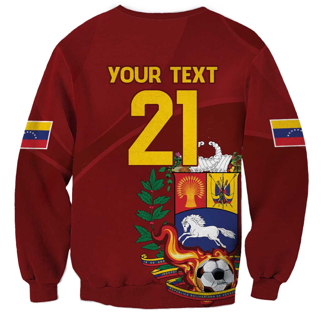 Venezuela Football Custom Sweatshirt La Vinotinto Red Wine Coat of Arms