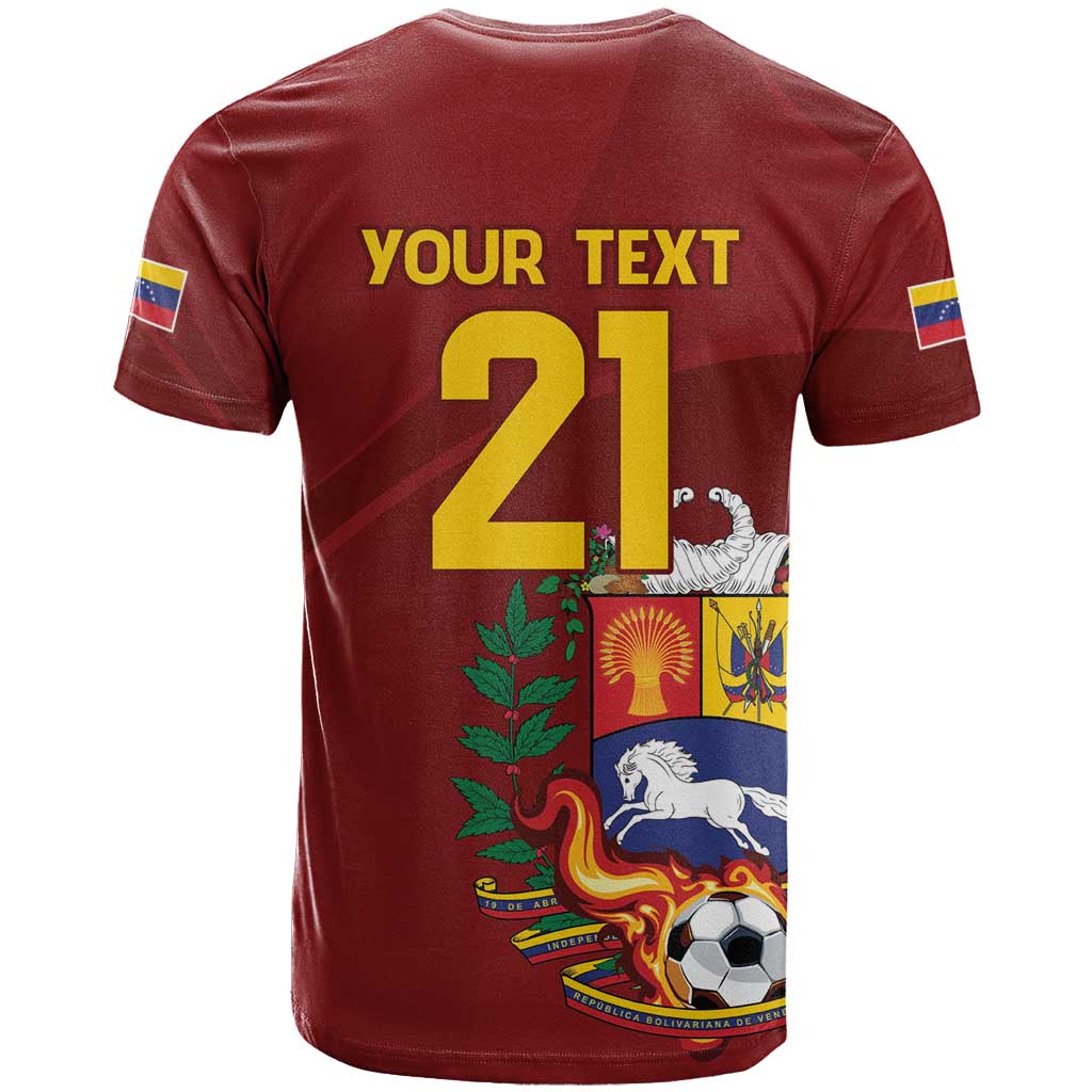 Venezuela Football Custom T Shirt La Vinotinto Red Wine Coat of Arms