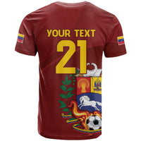 Venezuela Football Custom T Shirt La Vinotinto Red Wine Coat of Arms