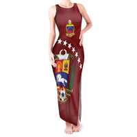 Venezuela Football Custom Tank Maxi Dress La Vinotinto Red Wine Coat of Arms