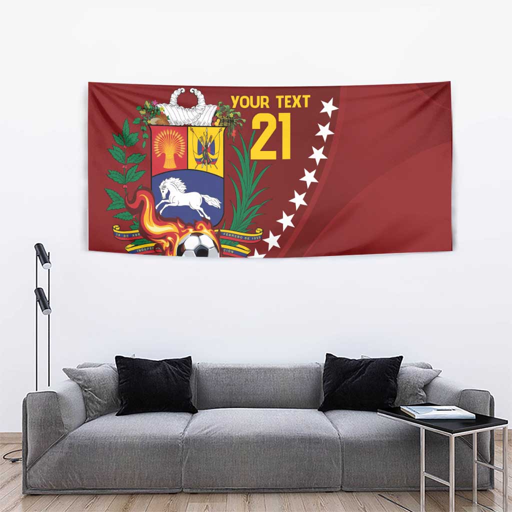 Venezuela Football Custom Tapestry La Vinotinto Red Wine Coat of Arms