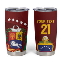 Venezuela Football Custom Tumbler Cup La Vinotinto Red Wine Coat of Arms