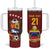 Venezuela Football Custom Tumbler With Handle La Vinotinto Red Wine Coat of Arms