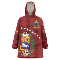 Venezuela Football Custom Wearable Blanket Hoodie La Vinotinto Red Wine Coat of Arms