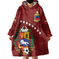 Venezuela Football Custom Wearable Blanket Hoodie La Vinotinto Red Wine Coat of Arms