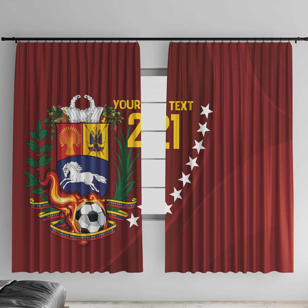 Venezuela Football Custom Window Curtain La Vinotinto Red Wine Coat of Arms LT9