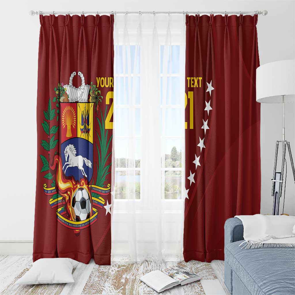 Venezuela Football Custom Window Curtain La Vinotinto Red Wine Coat of Arms LT9