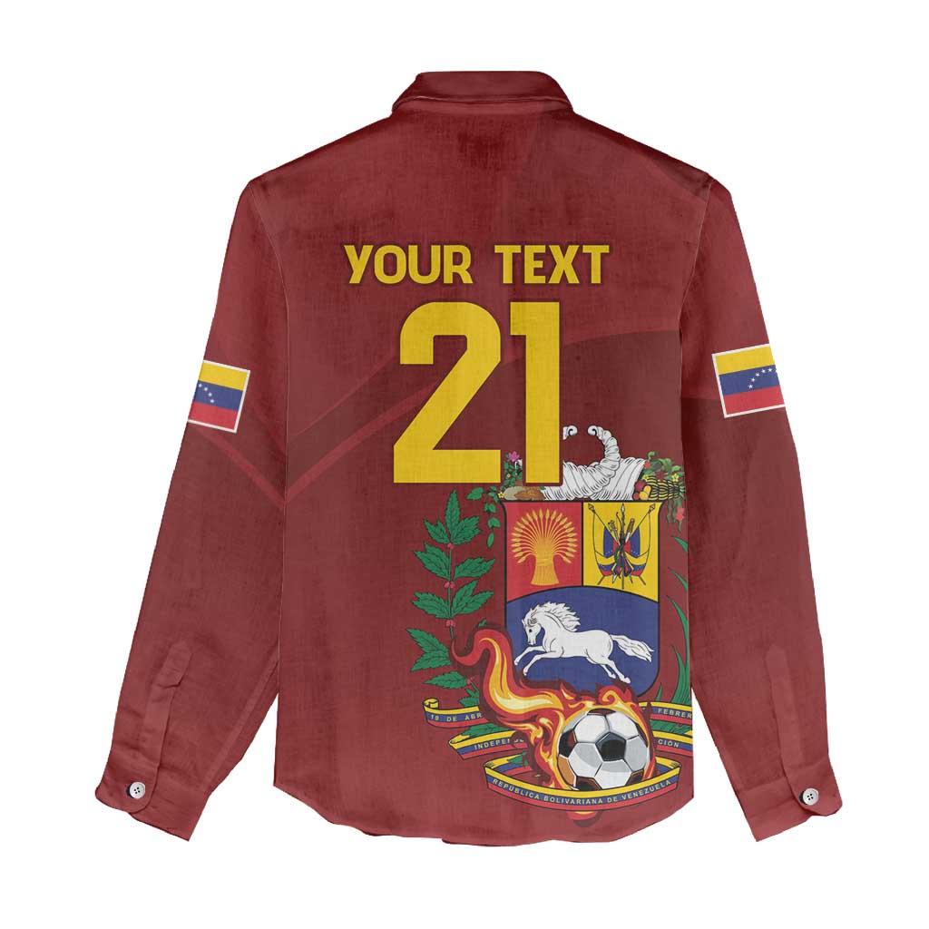 Venezuela Football Custom Women Casual Shirt La Vinotinto Red Wine Coat of Arms