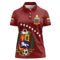 Venezuela Football Custom Women Polo Shirt La Vinotinto Red Wine Coat of Arms