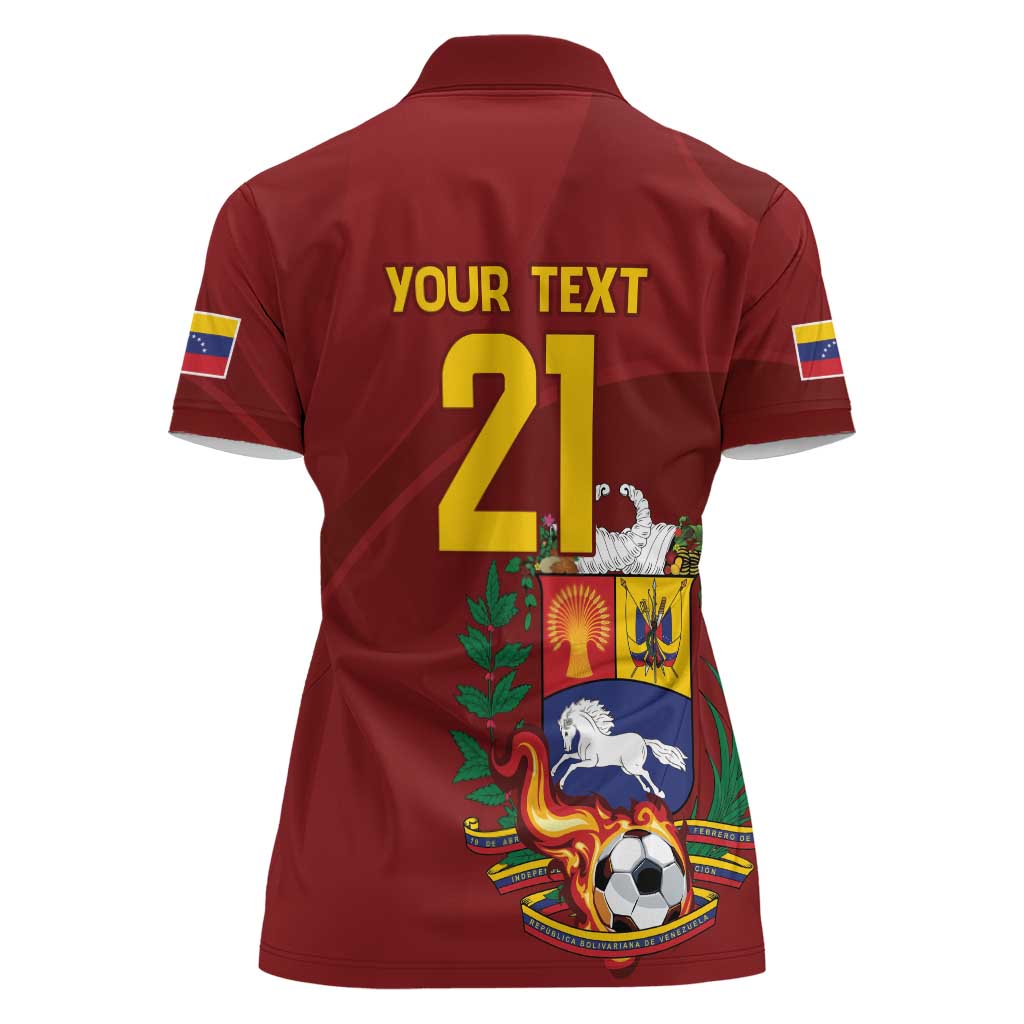 Venezuela Football Custom Women Polo Shirt La Vinotinto Red Wine Coat of Arms