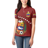 Venezuela Football Custom Women Polo Shirt La Vinotinto Red Wine Coat of Arms