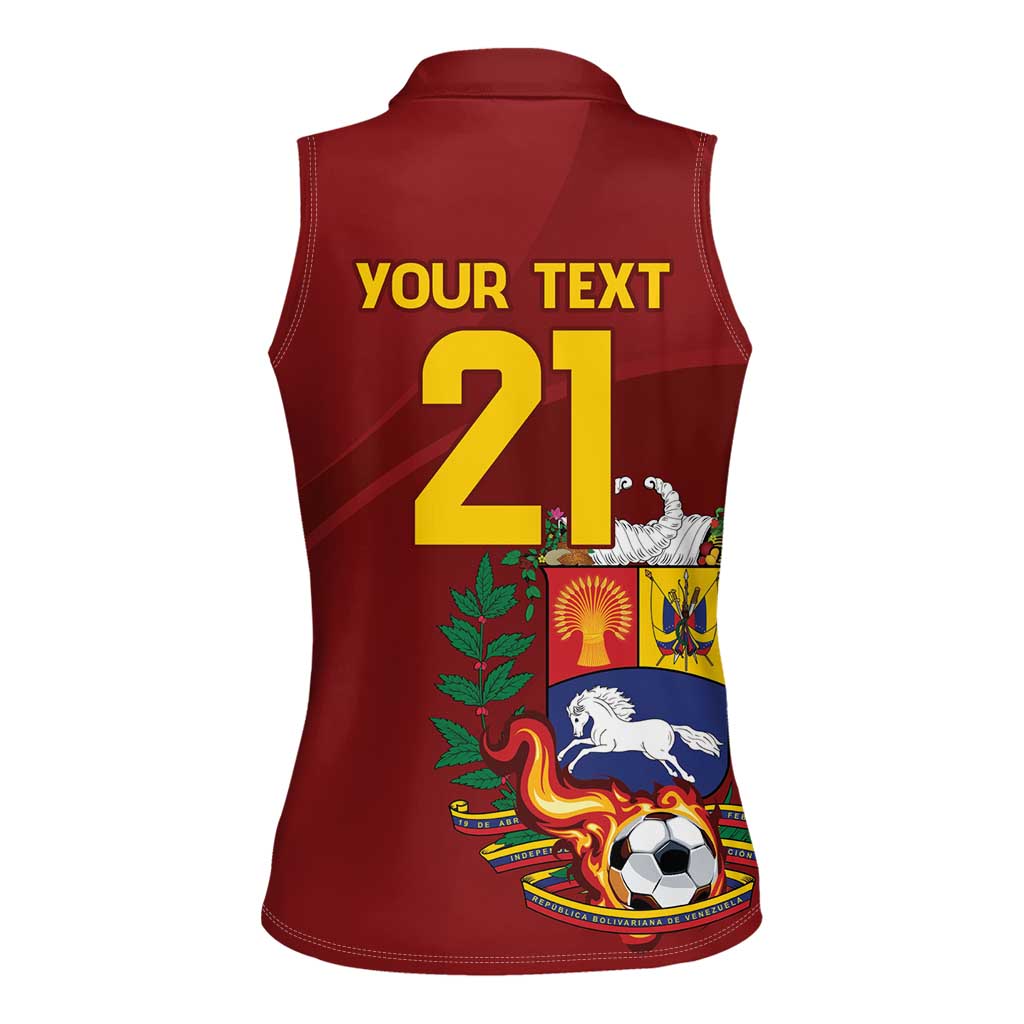 Venezuela Football Custom Women Sleeveless Polo Shirt La Vinotinto Red Wine Coat of Arms