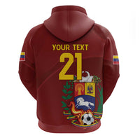 Venezuela Football Custom Zip Hoodie La Vinotinto Red Wine Coat of Arms