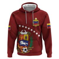 Venezuela Football Custom Zip Hoodie La Vinotinto Red Wine Coat of Arms