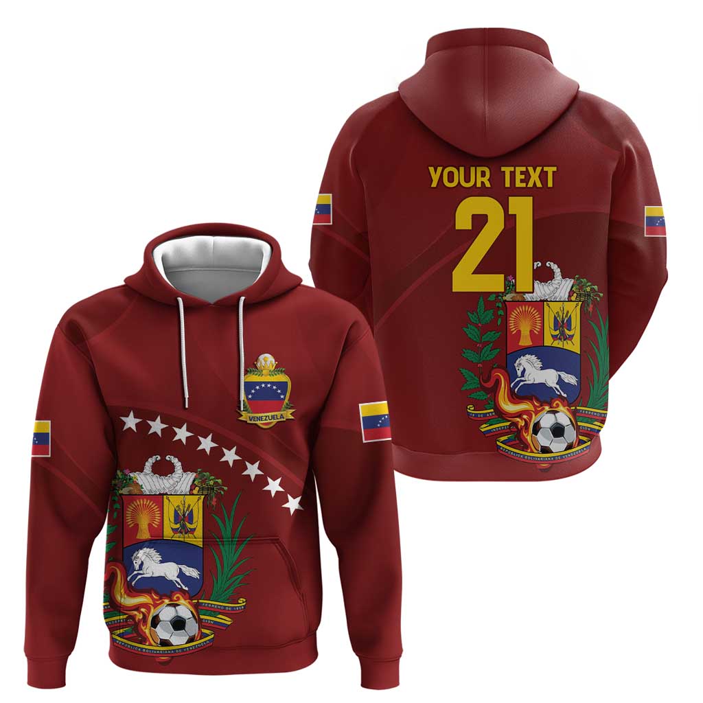 Venezuela Football Custom Zip Hoodie La Vinotinto Red Wine Coat of Arms