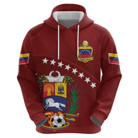 Venezuela Football Custom Zip Hoodie La Vinotinto Red Wine Coat of Arms