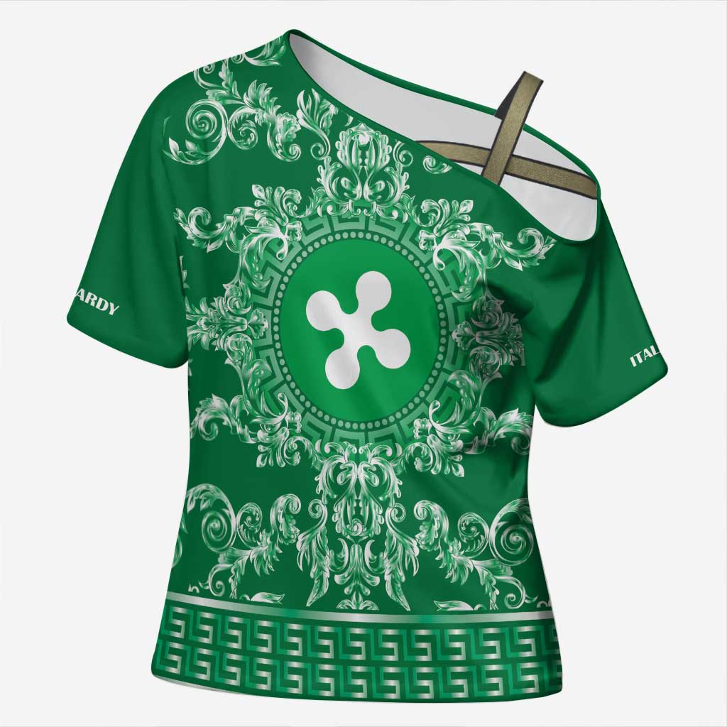 Personalized Italy Lombardy Cross Shoulder Shirt Baroque Motif